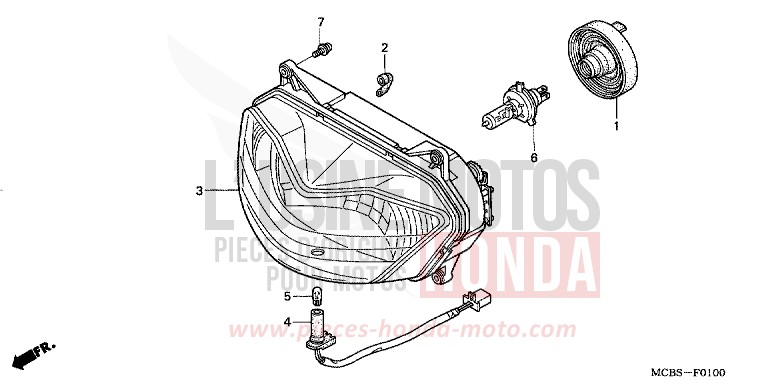 HEADLIGHT for Transalp 650 SPANGLE SILVER METALLIC (NHA49) from 2005
